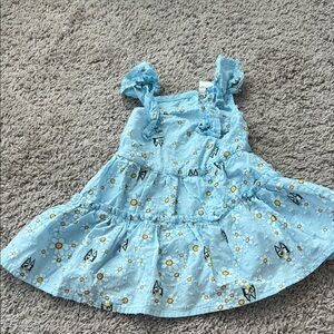 Bluey Blue Floral Tiered Baby Dress